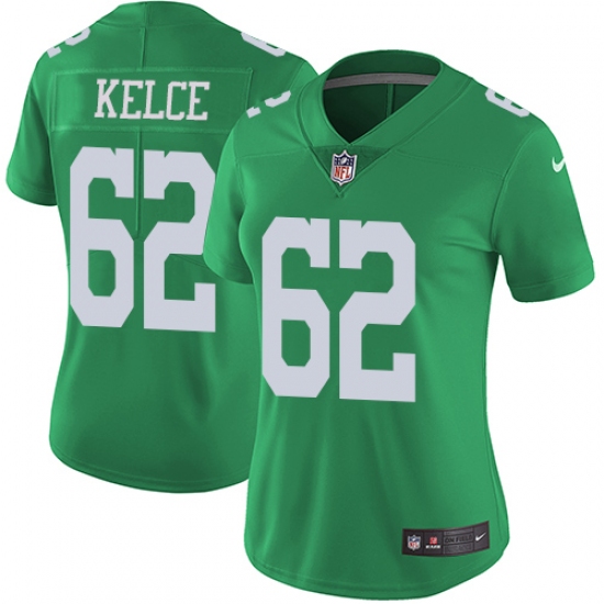 Women's Nike Philadelphia Eagles #62 Jason Kelce Limited Green Rush Vapor Untouchable NFL Jersey - Ujersey