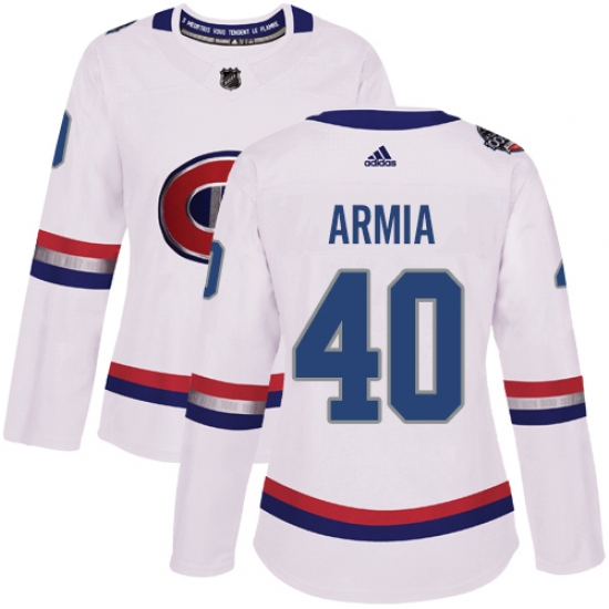Women's Adidas Montreal Canadiens #40 Joel Armia Authentic White 2017 100 Classic NHL Jersey - Ujersey