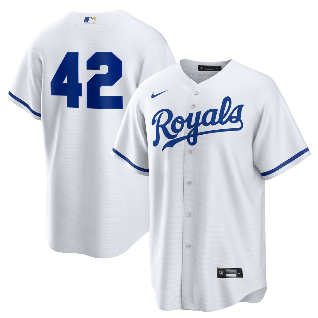 Men's Kansas City Royals Nike White Home  2025 Jackie Robinson Day Replica Jersey - Ujersey