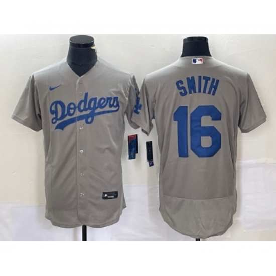 Men's Nike Los Angeles Dodgers #16 Will Smith Grey Stitched Flex Base Jersey - Ujersey