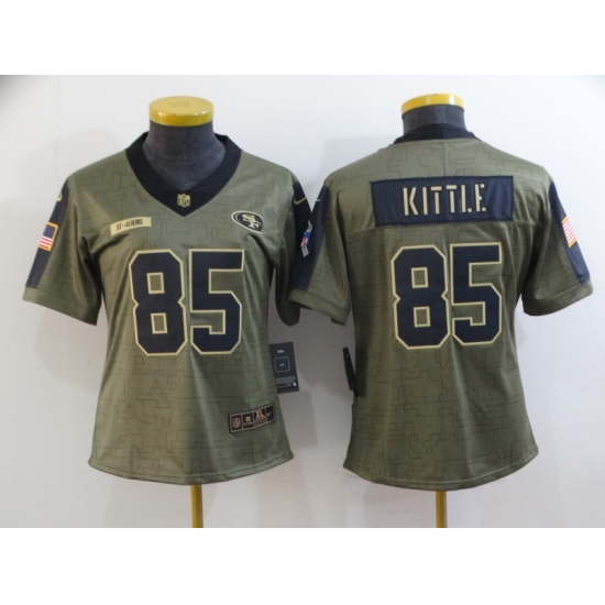 Women's San Francisco 49ers #85 George Kittle Nike Olive 2021 Salute To Service Limited Player Jersey - Ujersey