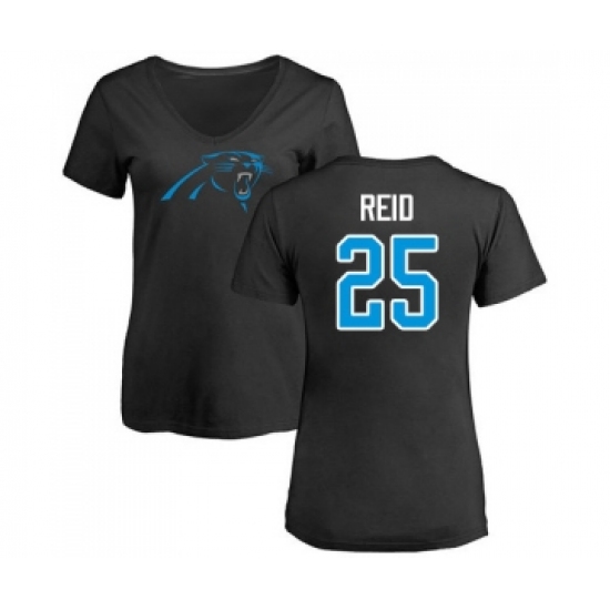 Football Women's Carolina Panthers #25 Eric Reid Black Name & Number Logo Slim Fit T-Shirt - Ujersey