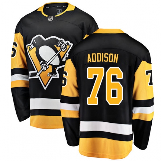 Youth Pittsburgh Penguins #76 Calen Addison Authentic Black Home Fanatics Branded Breakaway NHL Jersey - Ujersey