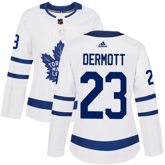 Women's Adidas Toronto Maple Leafs #23 Travis Dermott Authentic White Away NHL Jersey - Ujersey