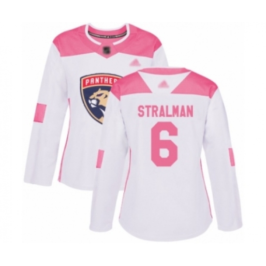 Women's Florida Panthers #6 Anton Stralman Authentic White Pink Fashion Hockey Jersey - Ujersey