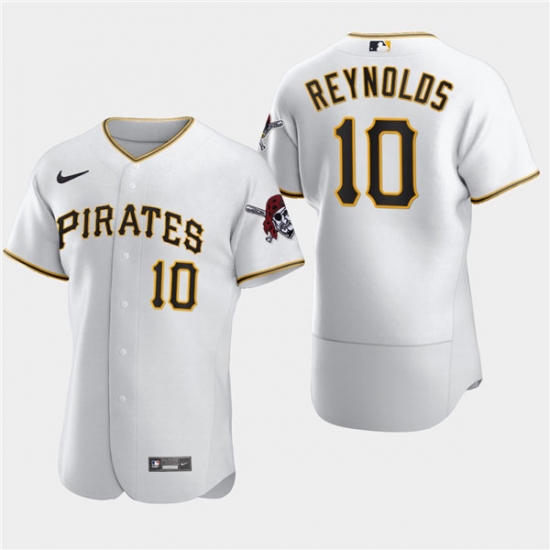 Mens Pittsburgh Pirates #10 Bryan Reynolds Nike White Home FlexBase Jersey - Ujersey