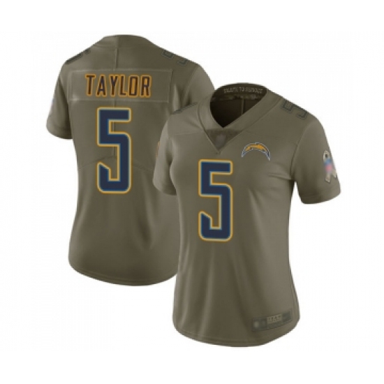 Women's Los Angeles Chargers #5 Tyrod Taylor Limited Olive 2017 Salute to Service Football Jersey - Ujersey