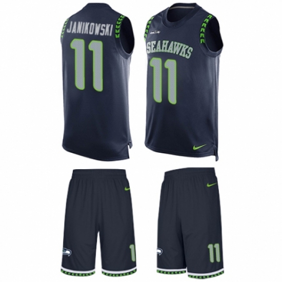Men's Nike Seattle Seahawks #11 Sebastian Janikowski Limited Steel Blue Tank Top Suit NFL Jersey - Ujersey