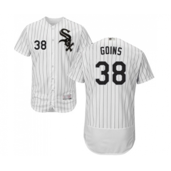 Men's Chicago White Sox #38 Ryan Goins White Home Flex Base Authentic Collection Baseball Jersey - Ujersey