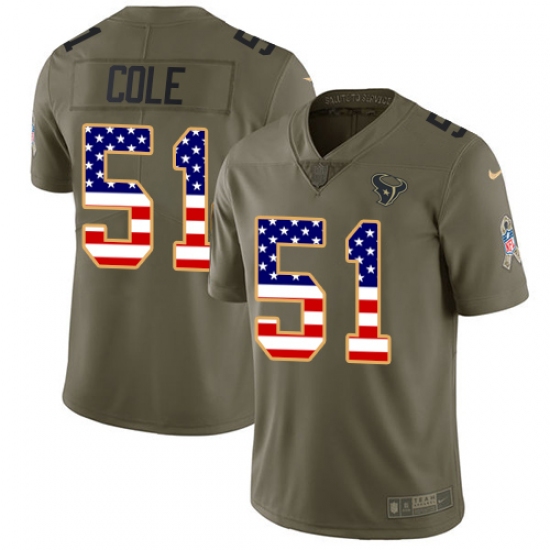 Men's Nike Houston Texans #51 Dylan Cole Limited Olive USA Flag 2017 Salute to Service NFL Jersey - Ujersey