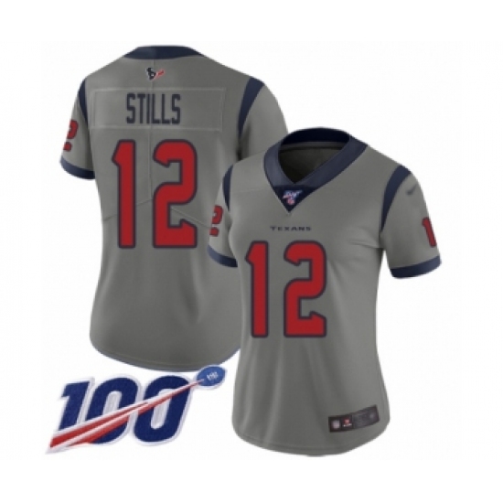 Women's Houston Texans #12 Kenny Stills Limited Gray Inverted Legend 100th Season Football Jersey - Ujersey