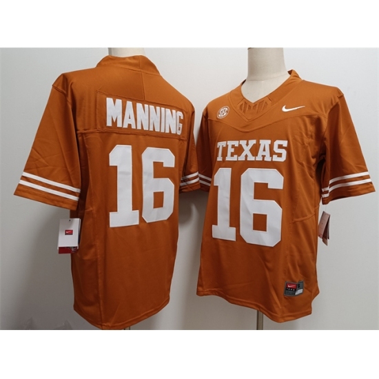 Youth Texas Longhorns #16 Arch Manning Orange Limited Stitched Jersey - Ujersey