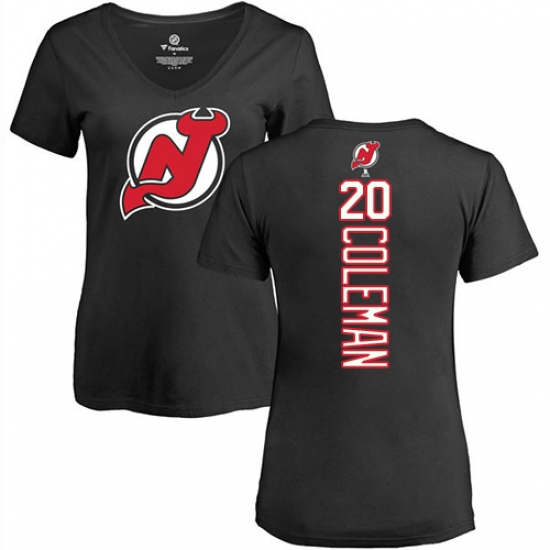 NHL Women's Adidas New Jersey Devils #20 Blake Coleman Black Backer T-Shirt - Ujersey