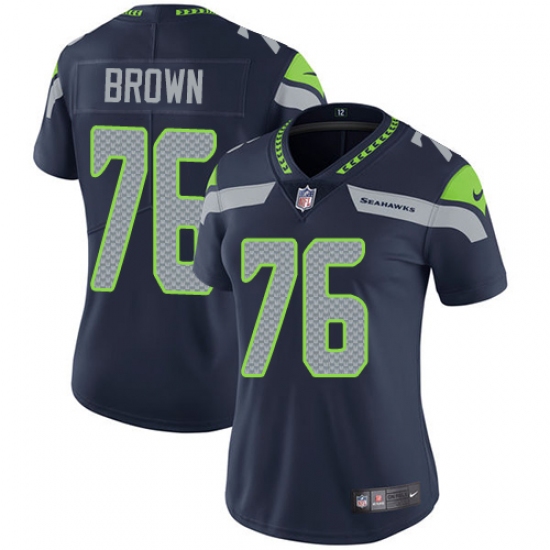Women's Nike Seattle Seahawks #76 Duane Brown Navy Blue Team Color Vapor Untouchable Elite Player NFL Jersey - Ujersey