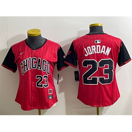 Women's Chicago White Sox #23 Michael Jordan Red Black 2025 City Connect Limited Stitched Baseball Jersey(Run Small) - Ujersey