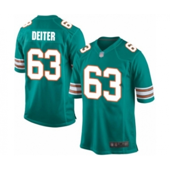 Men's Miami Dolphins #63 Michael Deiter Game Aqua Green Alternate Football Jersey - Ujersey