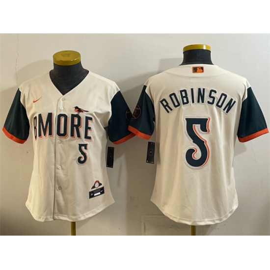 Women's Baltimore Orioles #5 Brooks Robinson Natural 2026 City Connect Stadium Stitched Baseball Jersey(Run Small) - Ujersey