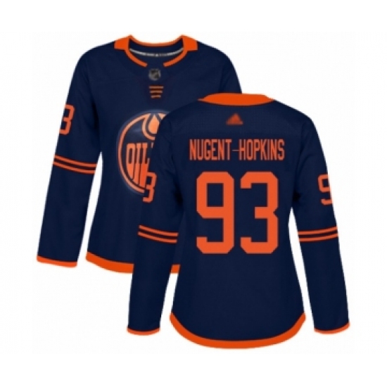 Women's Edmonton Oilers #93 Ryan Nugent-Hopkins Authentic Navy Blue Alternate Hockey Jersey - Ujersey
