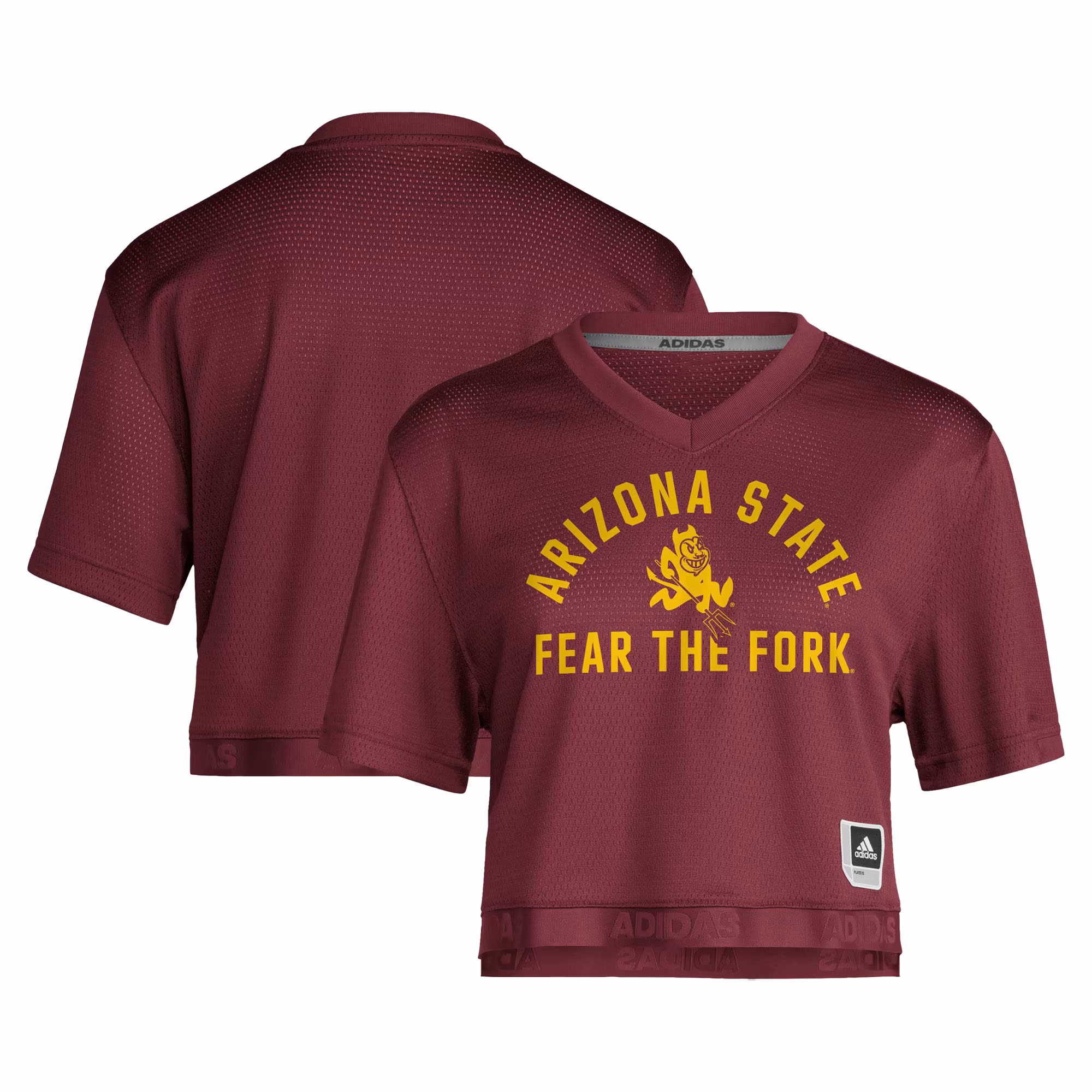 Women's adidas Maroon Arizona State Sun Devils Strategy Cropped Football Jersey - U-jersey