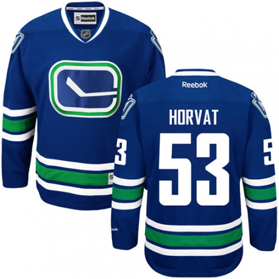 Men's Reebok Vancouver Canucks #53 Bo Horvat Premier Royal Blue Third NHL Jersey - Ujersey