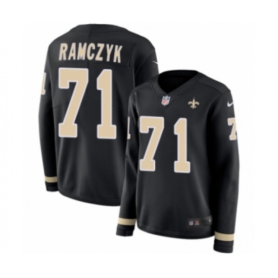 Women's Nike New Orleans Saints #71 Ryan Ramczyk Limited Black Therma Long Sleeve NFL Jersey - Ujersey