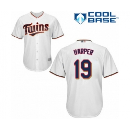 Youth Minnesota Twins #19 Ryne Harper Authentic White Home Cool Base Baseball Player Jersey - Ujersey