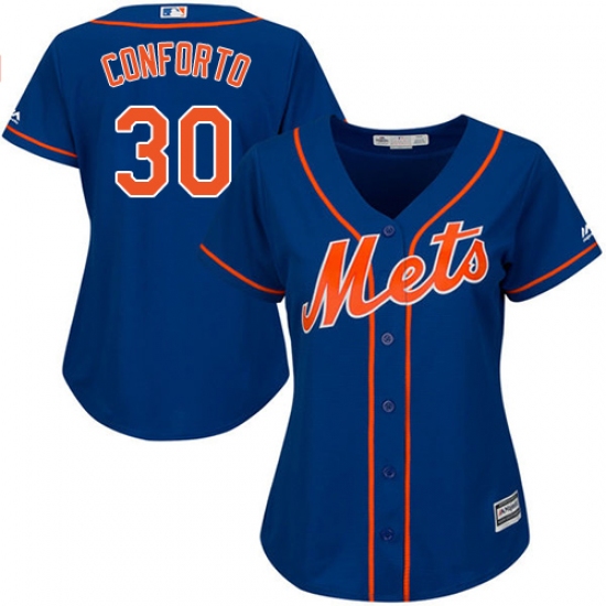 Women's Majestic New York Mets #30 Michael Conforto Authentic Royal Blue Alternate Home Cool Base MLB Jersey - Ujersey