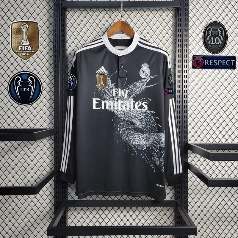 Real Madrid Retro Jersey Third Away Custom Long Sleeve Soccer Shirt 2014/15 - ujerseystore