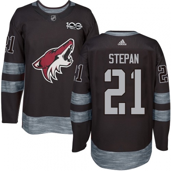 Men's Adidas Arizona Coyotes #21 Derek Stepan Authentic Black 1917-2017 100th Anniversary NHL Jersey - Ujersey