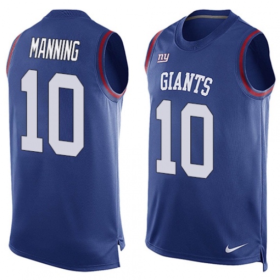 Men's Nike New York Giants #10 Eli Manning Limited Royal Blue Player Name & Number Tank Top NFL Jersey - Ujersey