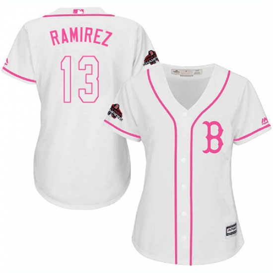 Women's Majestic Boston Red Sox #13 Hanley Ramirez Authentic White Fashion 2018 World Series Champions MLB Jersey - Ujersey