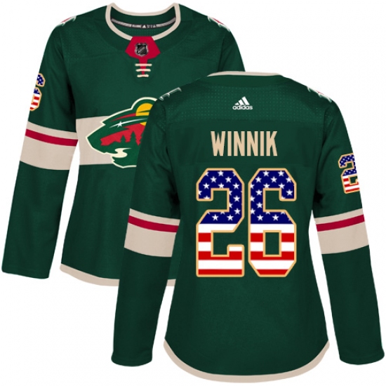 Women's Adidas Minnesota Wild #26 Daniel Winnik Authentic Green USA Flag Fashion NHL Jersey - Ujersey