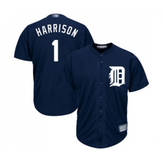 Men's Detroit Tigers #1 Josh Harrison Replica Navy Blue Alternate Cool Base Baseball Jersey - Ujersey