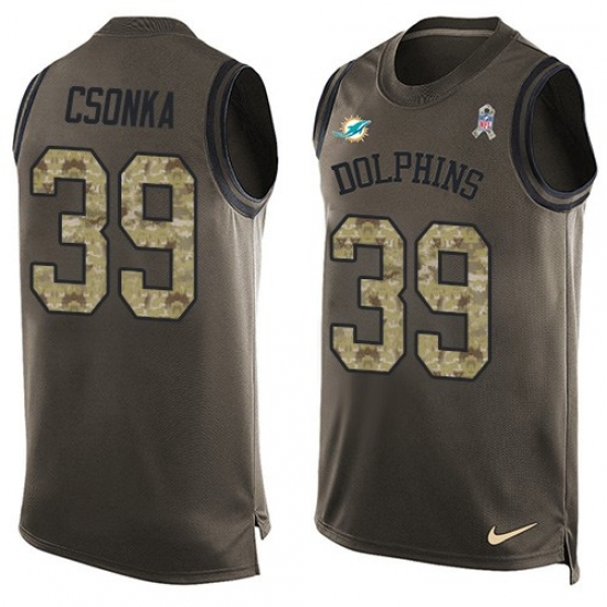 Men's Nike Miami Dolphins #39 Larry Csonka Limited Green Salute to Service Tank Top NFL Jersey - Ujersey