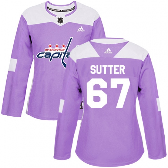 Women's Adidas Washington Capitals #67 Riley Sutter Authentic Purple Fights Cancer Practice NHL Jersey - Ujersey
