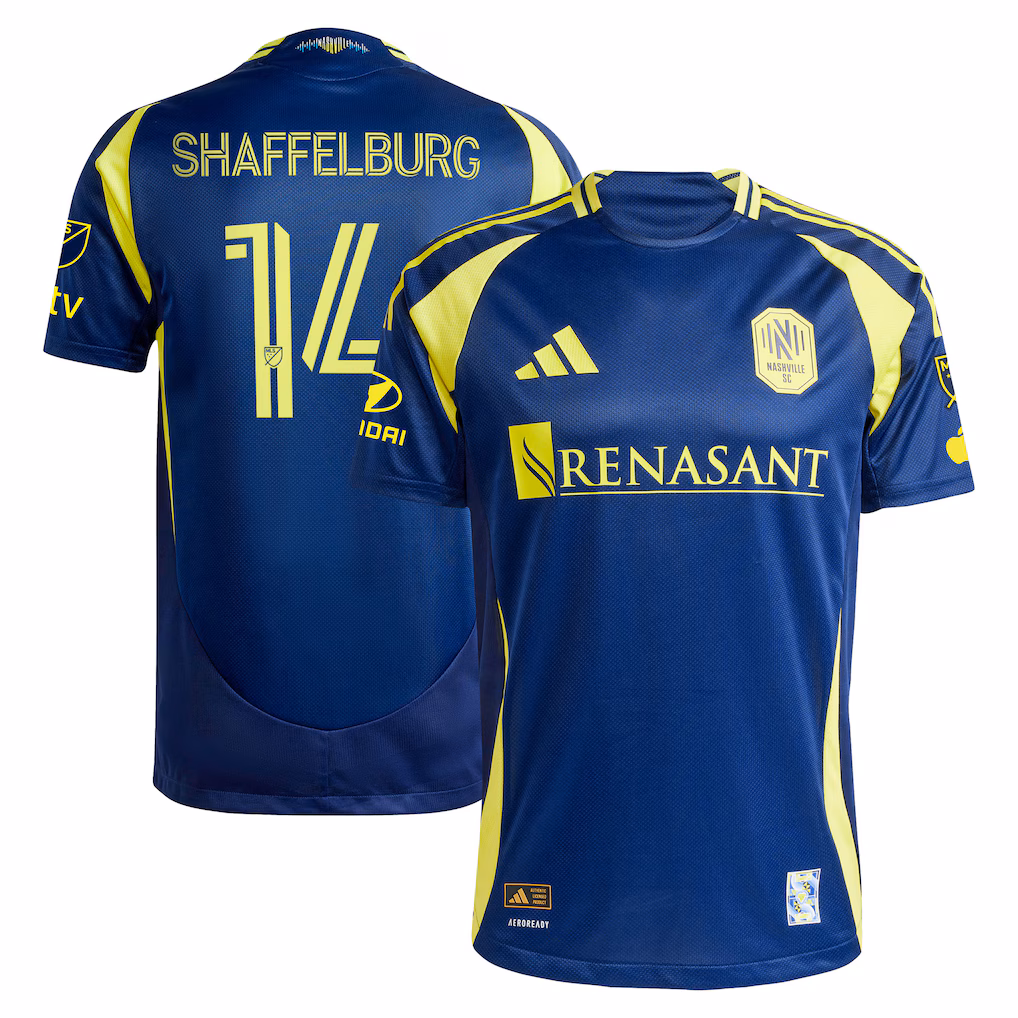 Men's Nashville SC Jacob Shaffelburg adidas Navy 2025 The Heart Of Nashville Kit Authentic Player Jersey - Ujersey NHL