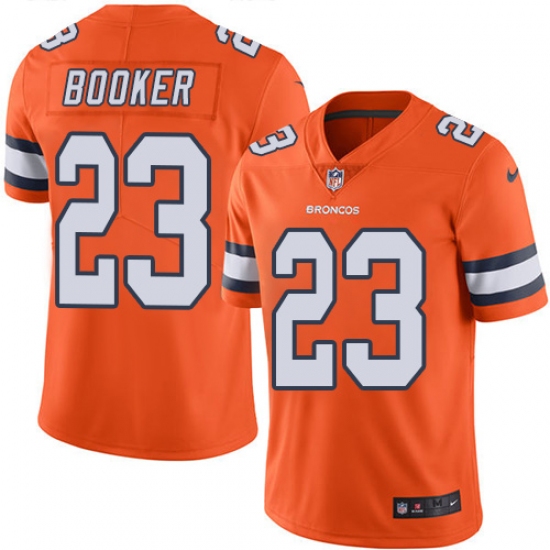 Men's Nike Denver Broncos #23 Devontae Booker Limited Orange Rush Vapor Untouchable NFL Jersey - Ujersey