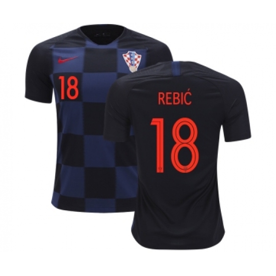 Croatia #18 Rebic Away Kid Soccer Country Jersey