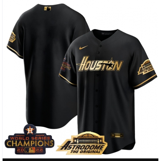 Men's Houston Astros Blank 2023 Black Serise Champions Base Stitched Jerseys - Ujersey