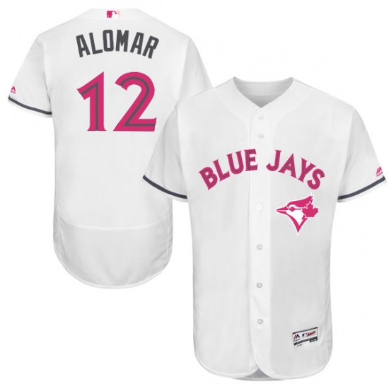 Men's Majestic Toronto Blue Jays #12 Roberto Alomar Authentic White 2016 Mother's Day Fashion Flex Base MLB Jersey - Ujersey