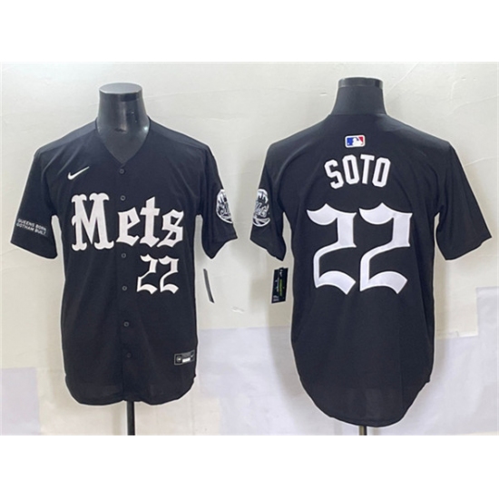 Men's New York Mets #22 Juan Soto Black 'Gotham Gothic Edition' Vapor Premier Limited Stitched Baseball Jersey - Ujersey