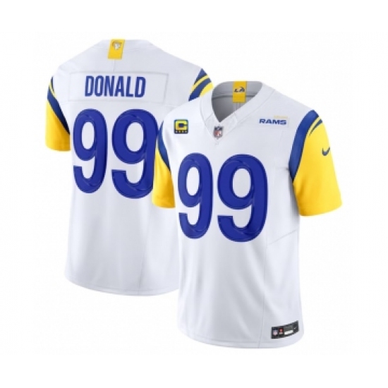 Men's Nike Los Angeles Rams #99 Aaron Donald White 2023 F.U.S.E. 4-Star C Vapor Vapor Limited Football Stitched Jersey - Ujersey