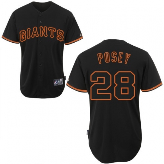 Men's Majestic San Francisco Giants #28 Buster Posey Replica Black Fashion MLB Jersey - Ujersey