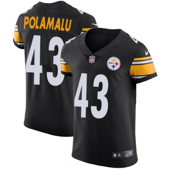Men's Nike Pittsburgh Steelers #43 Troy Polamalu Black Team Color Vapor Untouchable Elite Player NFL Jersey - Ujersey