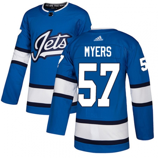 Men's Adidas Winnipeg Jets #57 Tyler Myers Authentic Blue Alternate NHL Jersey - Ujersey