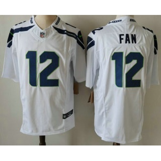 Men's Seattle Seahawks #12 Fan Limited FUSE White Vapor Jersey - Ujersey