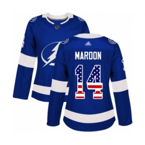Women's Tampa Bay Lightning #14 Patrick Maroon Authentic Blue USA Flag Fashion Hockey Jersey - Ujersey