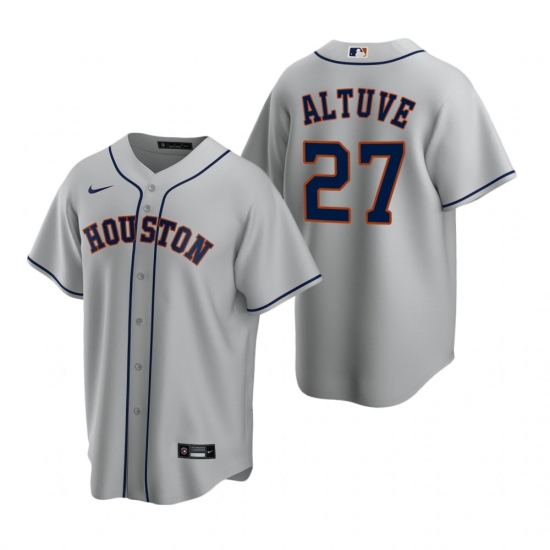 Men's Nike Houston Astros #27 Jose Altuve Gray Road Stitched Baseball Jersey - Ujersey