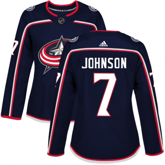 Women's Adidas Columbus Blue Jackets #7 Jack Johnson Authentic Navy Blue Home NHL Jersey - Ujersey