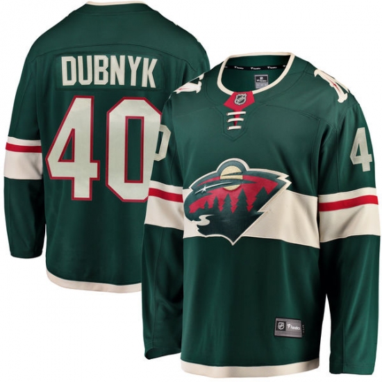 Men's Minnesota Wild #40 Devan Dubnyk Authentic Green Home Fanatics Branded Breakaway NHL Jersey - Ujersey